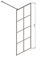 Black Framed Shower Screen Panel with Grills